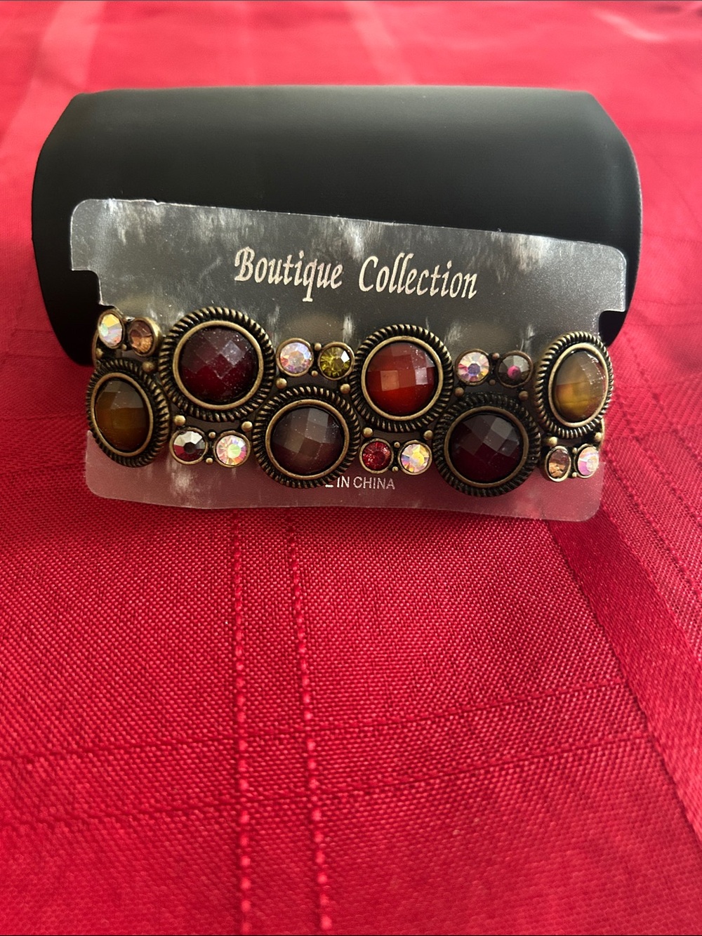 Burgundy & Amber Stone Bracelet